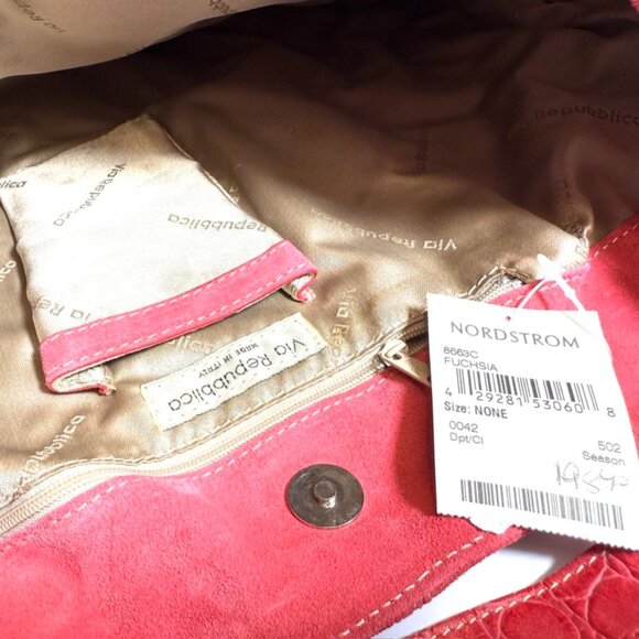 Via Repubblica Fushcia Pink Suede Handbag NWT - Picture 8 of 10